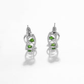 C Shape Wave Natural Diopside Silver Stud Earrings
